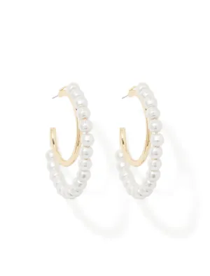 Signature Gaia Pearl And Metal Hoop Earrings