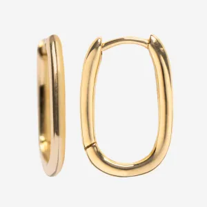 Solid Gold Simple Oblong Hoops