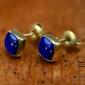 Square Stud Lapis Earrings