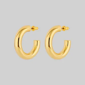 STELLA. Simple Medium Hoop Earrings - Gold