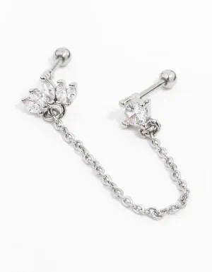 Surgical Steel Marquise and Chain Double Barbell