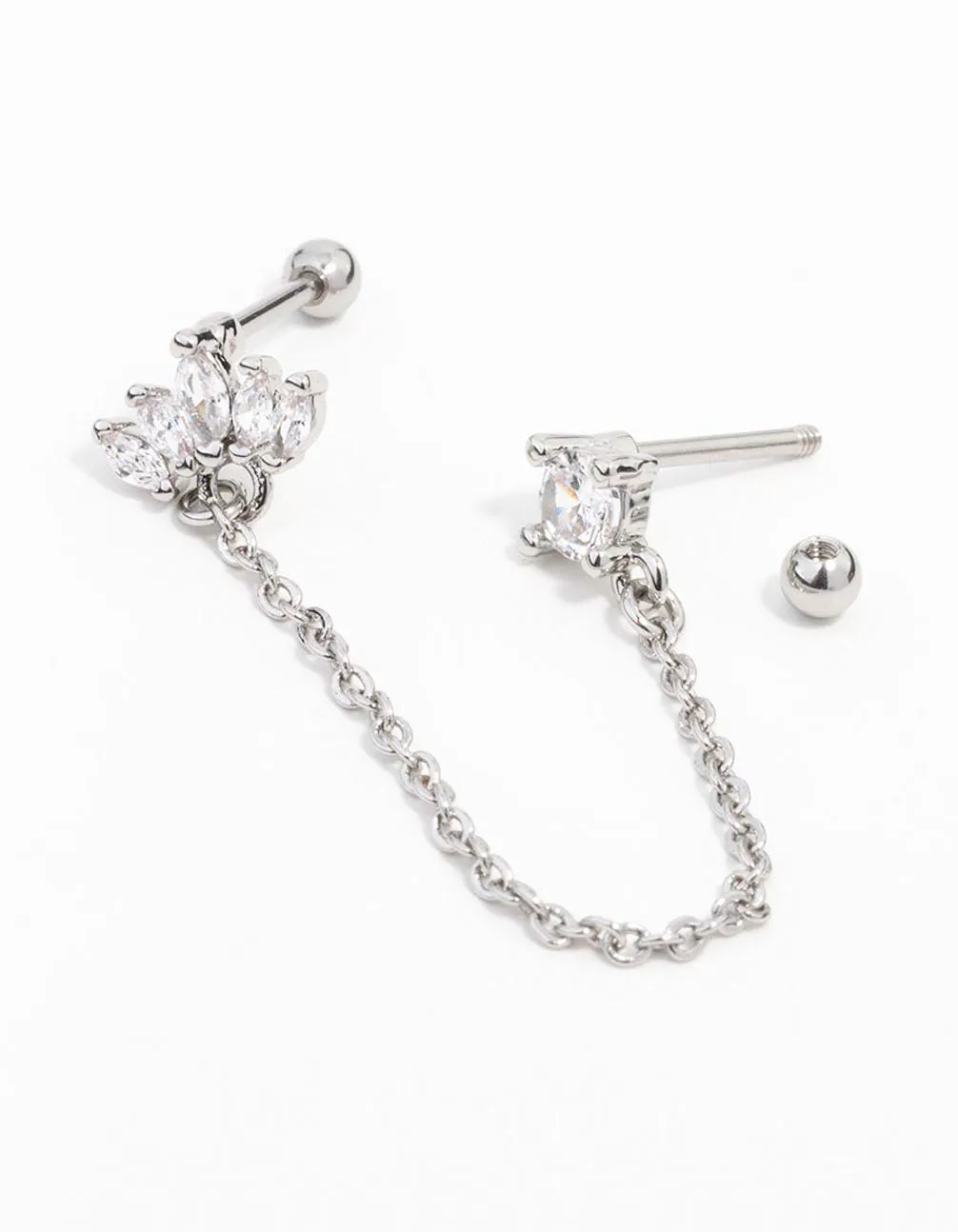 Surgical Steel Marquise and Chain Double Barbell