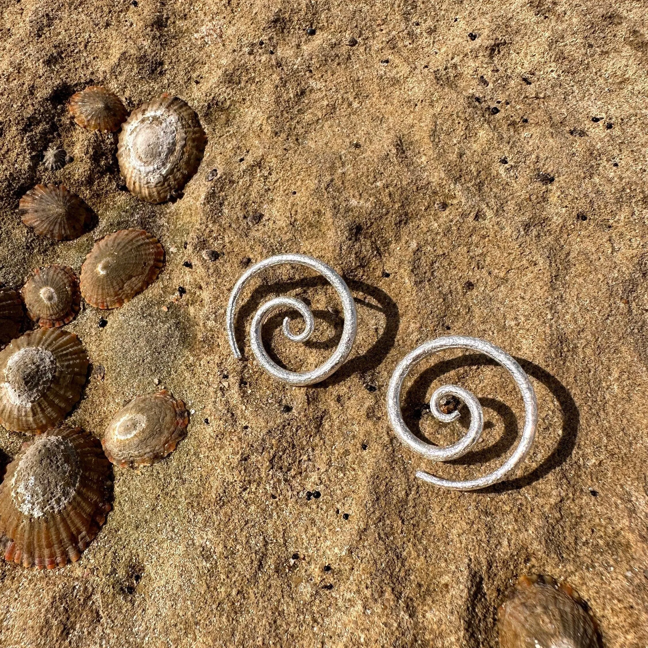 Swirl Silver Earrings Medium