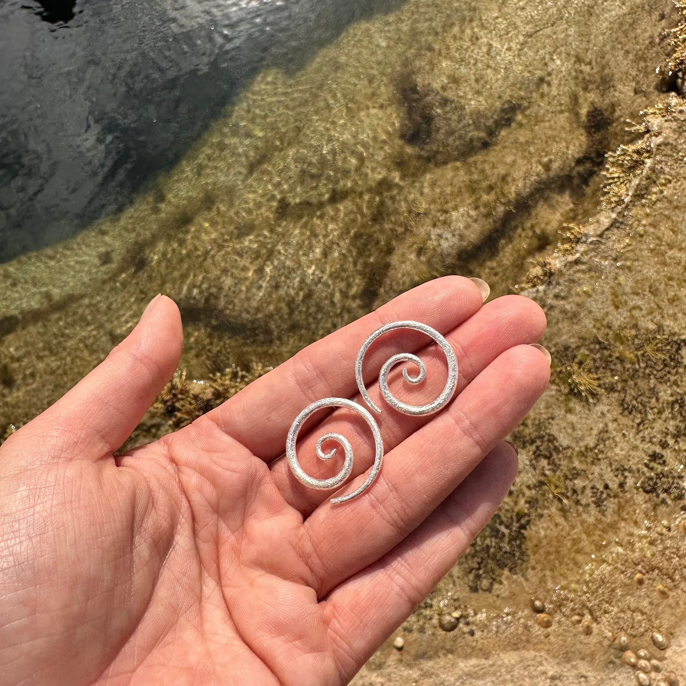 Swirl Silver Earrings Medium