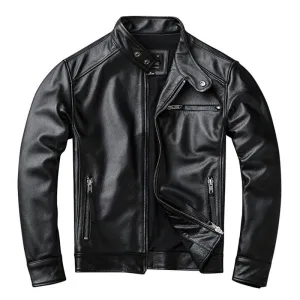 Theon Genuine Leather Jacket Men Black Motorcycle