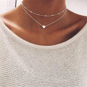 Tiny Heart Choker Necklace for Women Silver Color Chain Smalll Love Necklace Pendant on neck Bohemian Chocker Necklace Jewelry