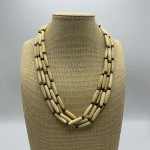 Tribal Multi-strand Bone & Brass Necklace /hge