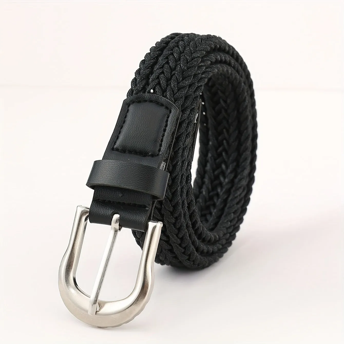 Versatile Braided Belt for Women  Men in Classic Black