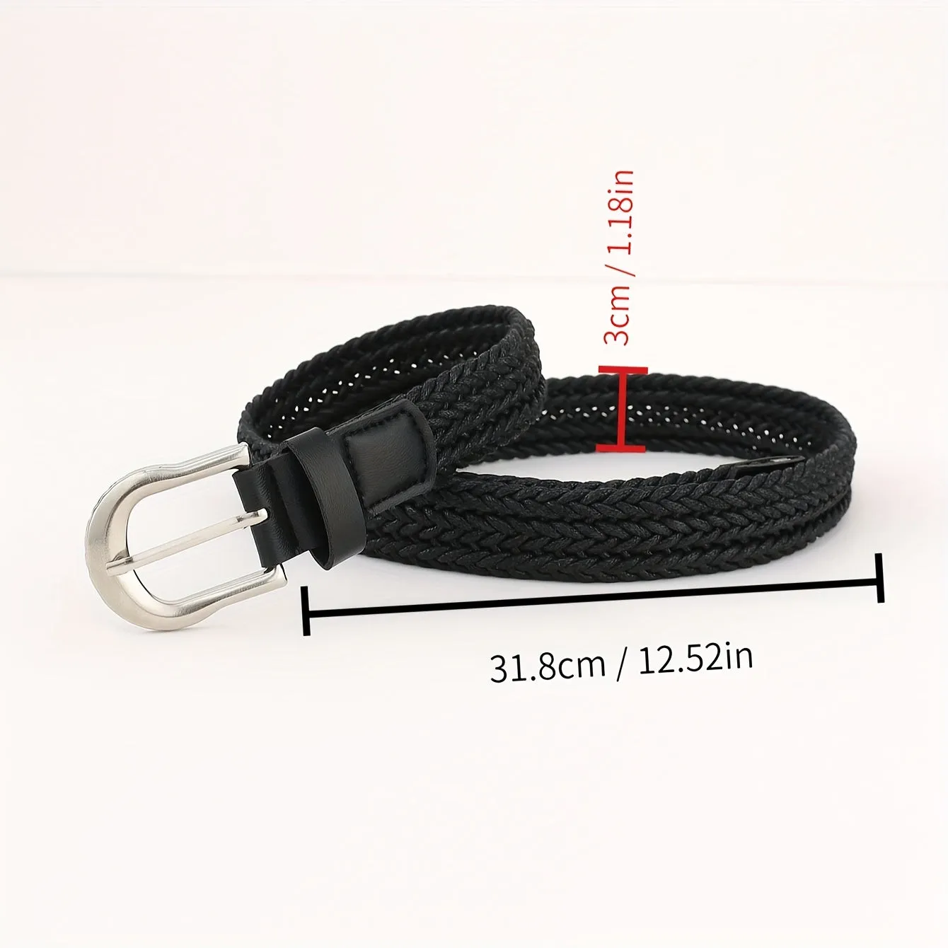 Versatile Braided Belt for Women  Men in Classic Black