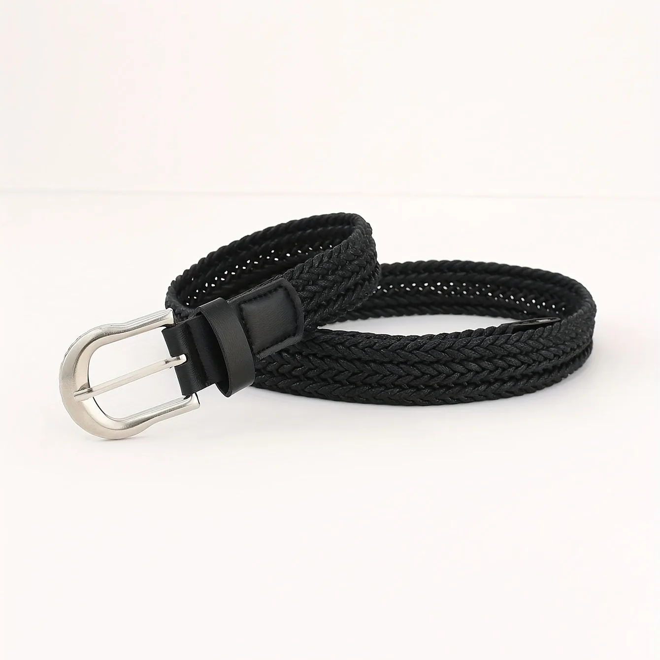 Versatile Braided Belt for Women  Men in Classic Black