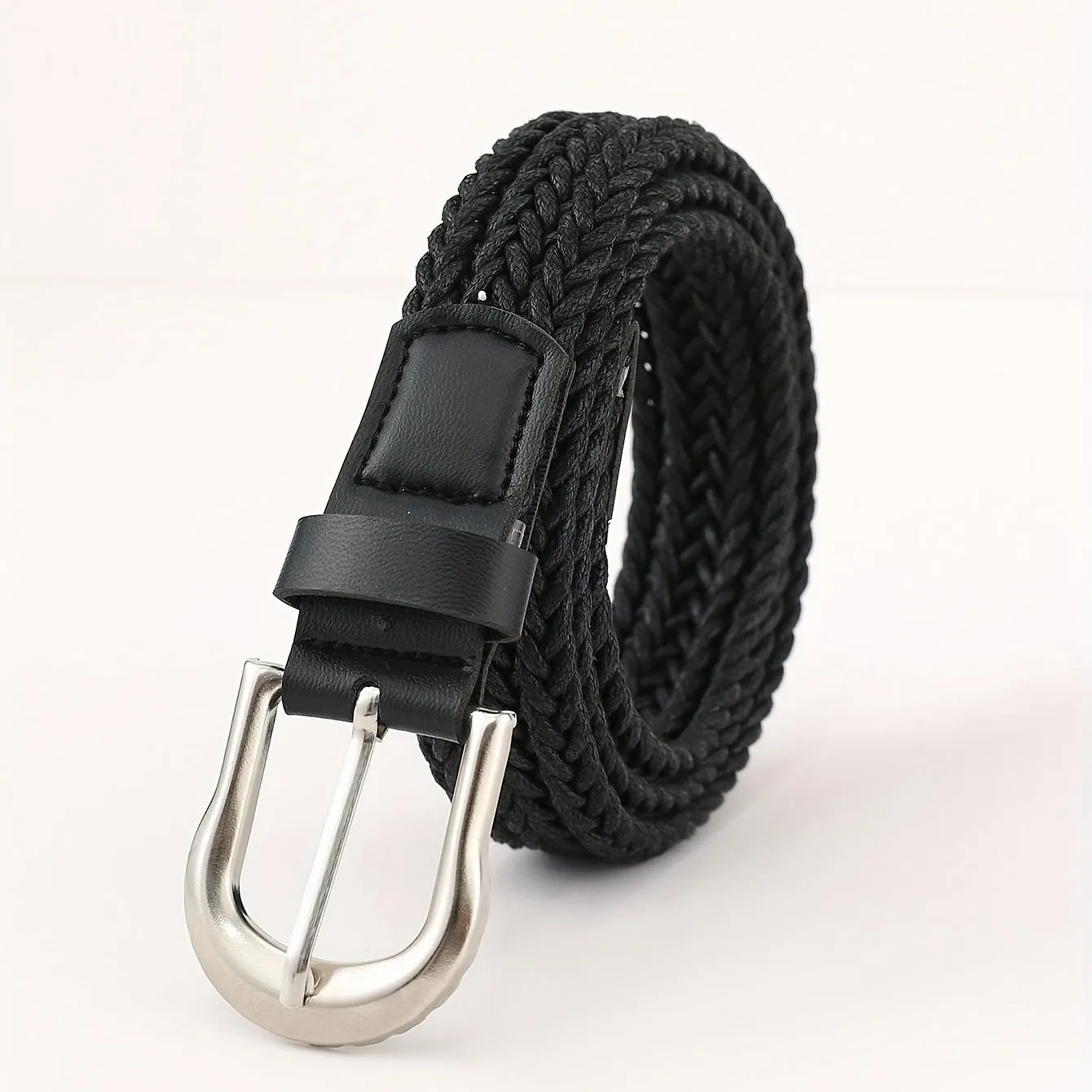 Versatile Braided Belt for Women  Men in Classic Black