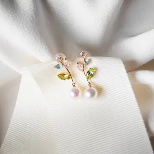 Vine & Akoya Pearl Studs